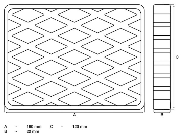 Gummiauflage fur Hebebuhnen 160 x 120 x 20 mm