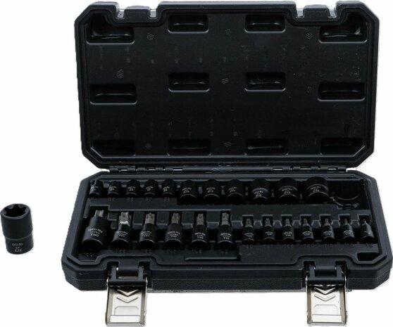 Bit-Einsatz-/Steckschlussel-Einsatz-Satz Antrieb Innenvierkant (1/4), (3/8), (1/2) E-Profil / T-Profil (fur Torx) 25-tlg