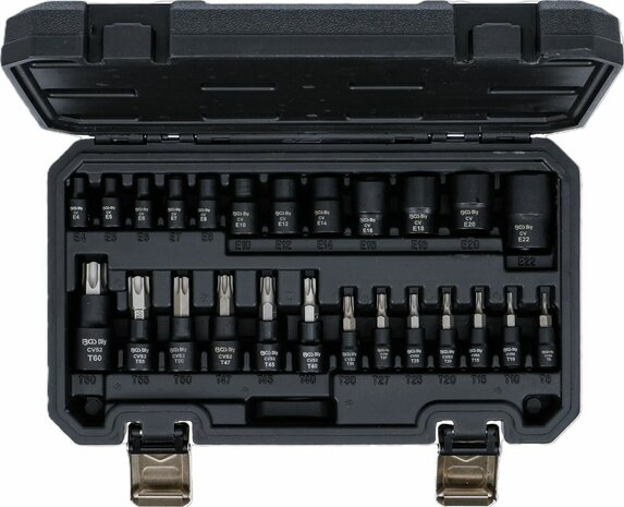 Bit-Einsatz-/Steckschlussel-Einsatz-Satz Antrieb Innenvierkant (1/4), (3/8), (1/2) E-Profil / T-Profil (fur Torx) 25-tlg