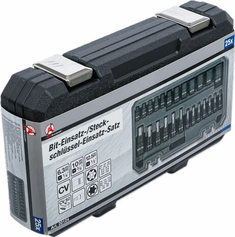 Bit-Einsatz-/Steckschlussel-Einsatz-Satz Antrieb Innenvierkant (1/4), (3/8), (1/2) E-Profil / T-Profil (fur Torx) 25-tlg
