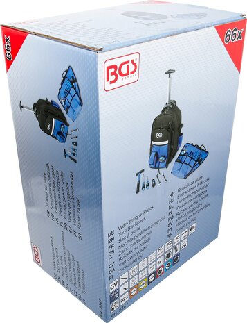 Werkzeugrucksack mit Teleskopgriff fahrbar 66-tlg