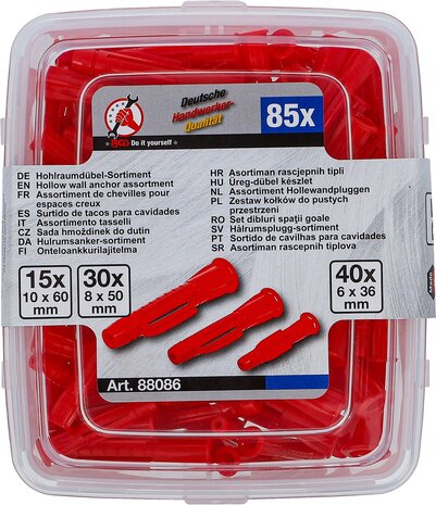 Hohlwanddubel-Sortiment Durchmesser 6 - 10 mm, 85-tlg