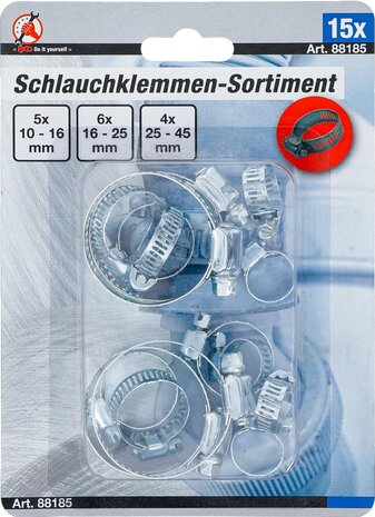 Schlauchklemmen-Sortiment &Oslash; 10 - 45 mm 15-tlg