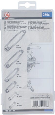 Sicherheitsnadeln-Sortiment 22 - 55 mm 6 Gro&szlig;en 250-tlg