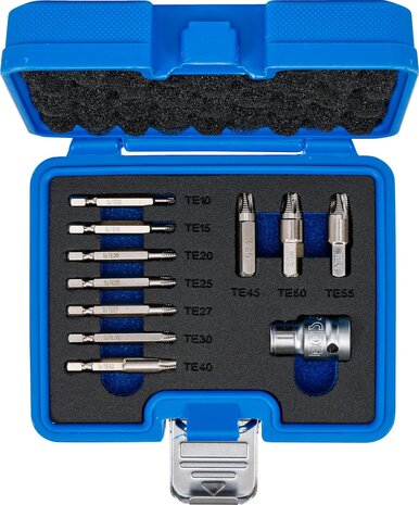 Schrauben-Ausdrehersatz fur beschadigte T-Profil-Schrauben (fur Torx&reg;) T10 &ndash; T55, 11-tlg