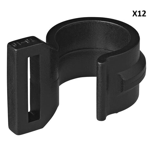 Zeltclip fur Zeltstange 20-25mm mit Schlitz schwarz x12 stuks