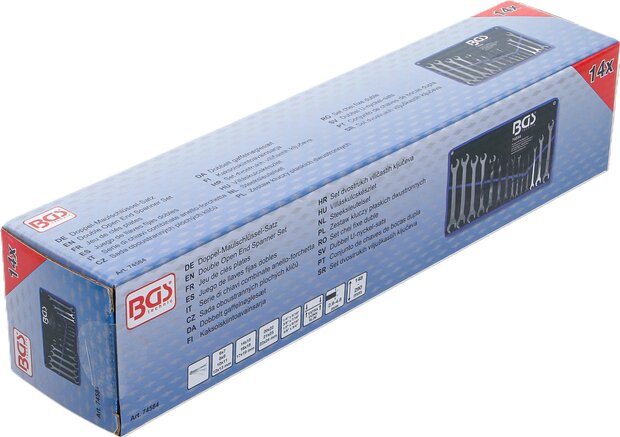 Doppel-Maulschlussel-Satz extra flach mit Ratschenfunktion SW 6 - 22 mm 1/4 - 3/4 14-tlg