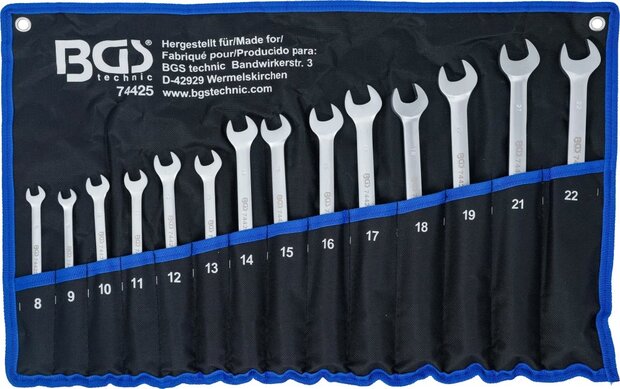 Maul-Ringschlussel-Satz mit flexibler Ringseite SW 8 - 22 mm 14-tlg