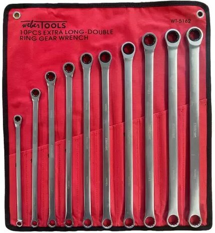 Extra langer Ringratschen-Schlusselsatz 8&ndash;19 mm, 10-teilig