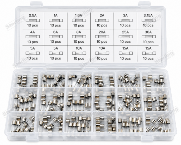 Sterling Sortiment Flinke Glassicherungen 0,5A- 15A 180 Stuck