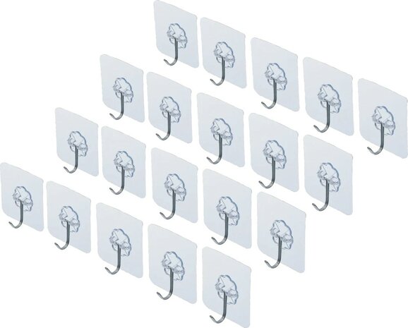 Klebehaken-Satz transparent selbstklebend 20-tlg