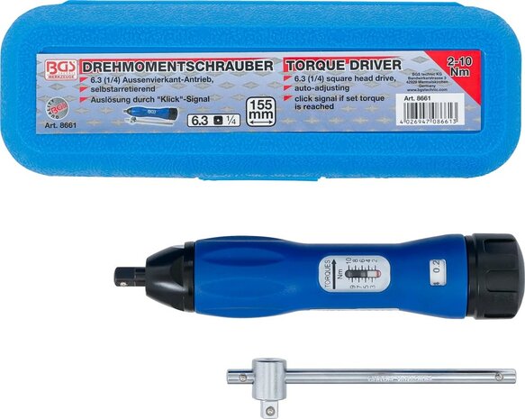 Drehmomentschrauber Abtrieb Au&szlig;envierkant 6,3 mm (1/4) 2 - 10 Nm