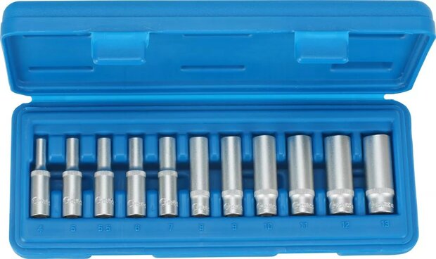 Tiefsteckschlussel-Satz 11-teilig 1/4 Sechskant 4-13 mm 