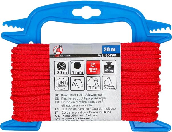 Kunststoff-Seil / Allzweckseil 4 mm x 20 m rot