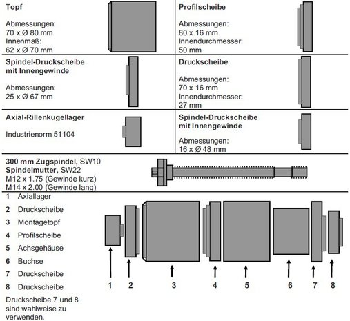 Silentlager-Werkzeug-Satz fur BMW E38, E39 7-tlg