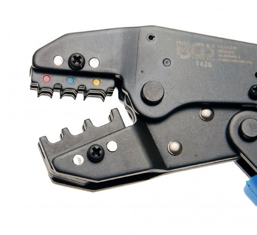 Kabelschuhzange mit Ratschenfunktion für isolierte Kabelverbinder 0,5 - 6 mm²