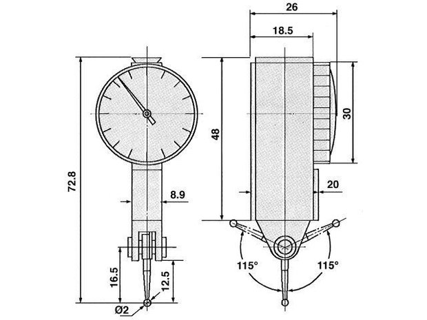 Neigbare Schwenksonde 0,8 mm / 0,01 mm