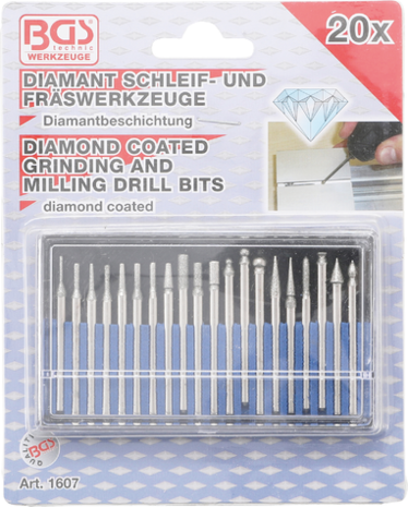 Diamant-Schleif- und Fräswerkzeug 20-tlg
