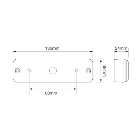 Rucklicht 12 24V 3 Funktionen 135x38mm LED mit Halter schwarz