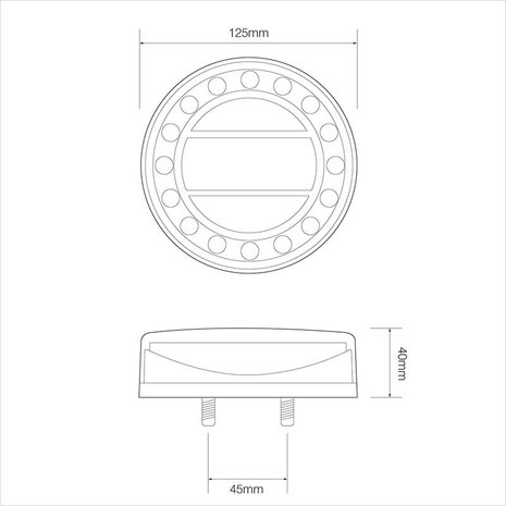 Rucklicht 12 24V 4 Funktionen 125mm LED