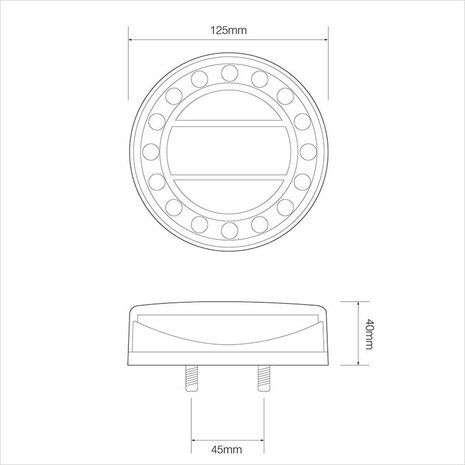Rucklicht 12 24V 4 Funktionen 125mm LED