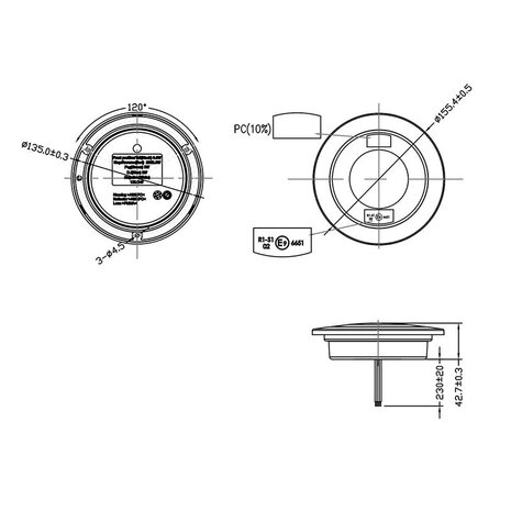 Rückleuchte 3 Funktionen 122mm 24LED chrom