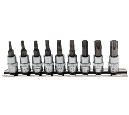 Bit-Einsatz-Satz Antrieb Innenvierkant (1/4) T-Profil (fur Torx) T10 - T50 9-tlg