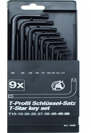 9-teiliges T-Star Schraubenschlüssel-Set, T10 - T50
