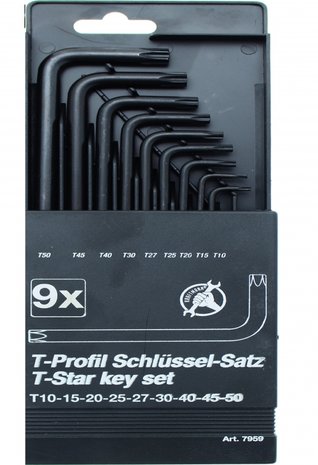 Winkelschlussel-Satz T-Profil (fur Torx) T10 - T50 9-tlg