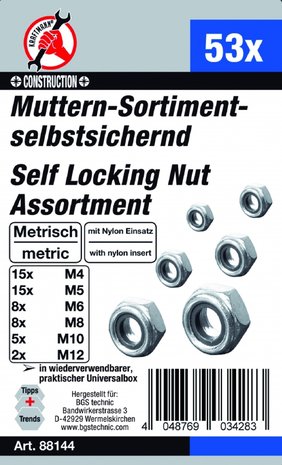 Muttern-Sortiment selbstsichernd metrisch M4 - M12 53-tlg