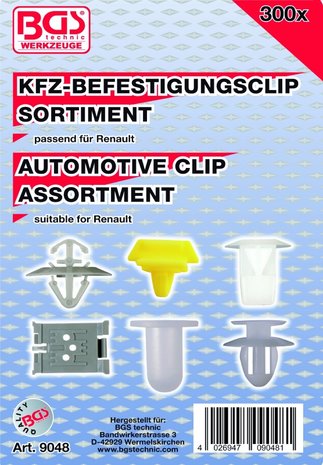 KFZ-Befestigungsclip-Sortiment für Renault, 300-tlg.