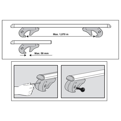Dachrelingtrager 120cm Aluminium 90kg