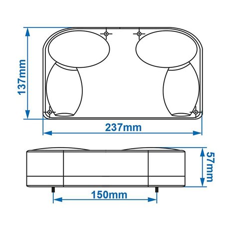 Rucklicht 6 Funktionen 237x137mm links