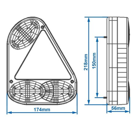 Rucklicht 5 Funktionen 218x174mm rechts