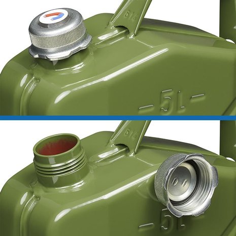 Benzinkanister 5L metall grün mit magnetischem Schraubverschluss UN- & TüV/GS-geprüft
