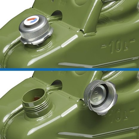 Kanister 10L Metall grun mit magnetischem Schraubverschluss UN-TuV GS gepruft