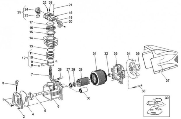 Kompaktbaukompressor hos 10 bar, 10 Liter