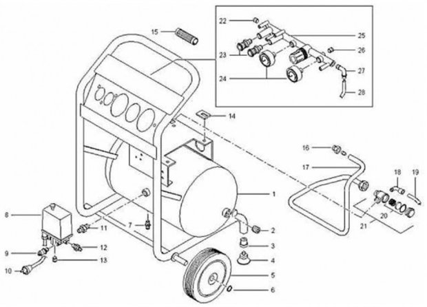 Mobiler Baukompressor mit 10 bar, 20 Liter