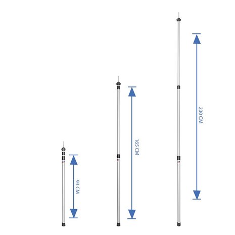 Zeltstange Teleskop 3-teilig 93-230cm - 2er Set