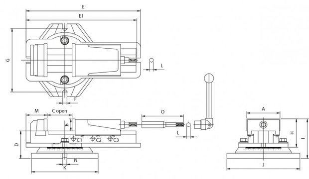 Mechanische Fräsklemme extra große Backenöffnung 110mm