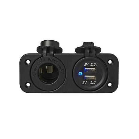 Unterputz-Montagesatz: DIN-Buchse + USB-Anschluss doppelt Typ A 2x2100mA