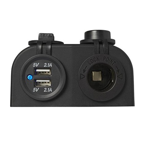 Aufputz-Set: DIN-Buchse + USB-Anschluss doppelt Typ A 2x2100mA