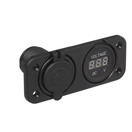 Unterputz-Montagesatz: Voltmeter 6-30V + USB-Anschluss doppelt Typ A 2x2100mA