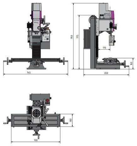 Bohrmaschine digitale Ablesung 480x175x370 mm