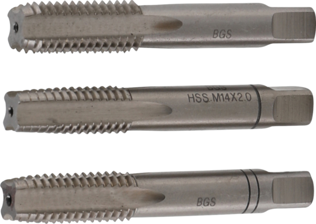 Gewindebohrer-Satz Vor-, Mittel- und Fertigschneider M14 x 2,0 3-tlg.