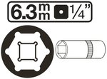 Steckschlussel-Einsatz Sechskant, tief Antrieb Innenvierkant 6,3 mm (1/4) SW 4-14mm