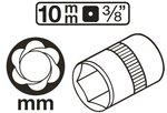 Spezial-Steckschlussel-Einsatz/Schraubenausdreher Antrieb Innenvierkant (3/8) SW 10-19mm