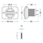USB Unterputzdose 2-fach Typ A 3100mA 12V 24V