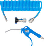 Druckluft-Ausblaspistole mit Druckluft-Spiralschlauch und T-Verbinder