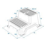 Trittstufe 2 Stufen Kunststoff 70 x 60 x 38 cm